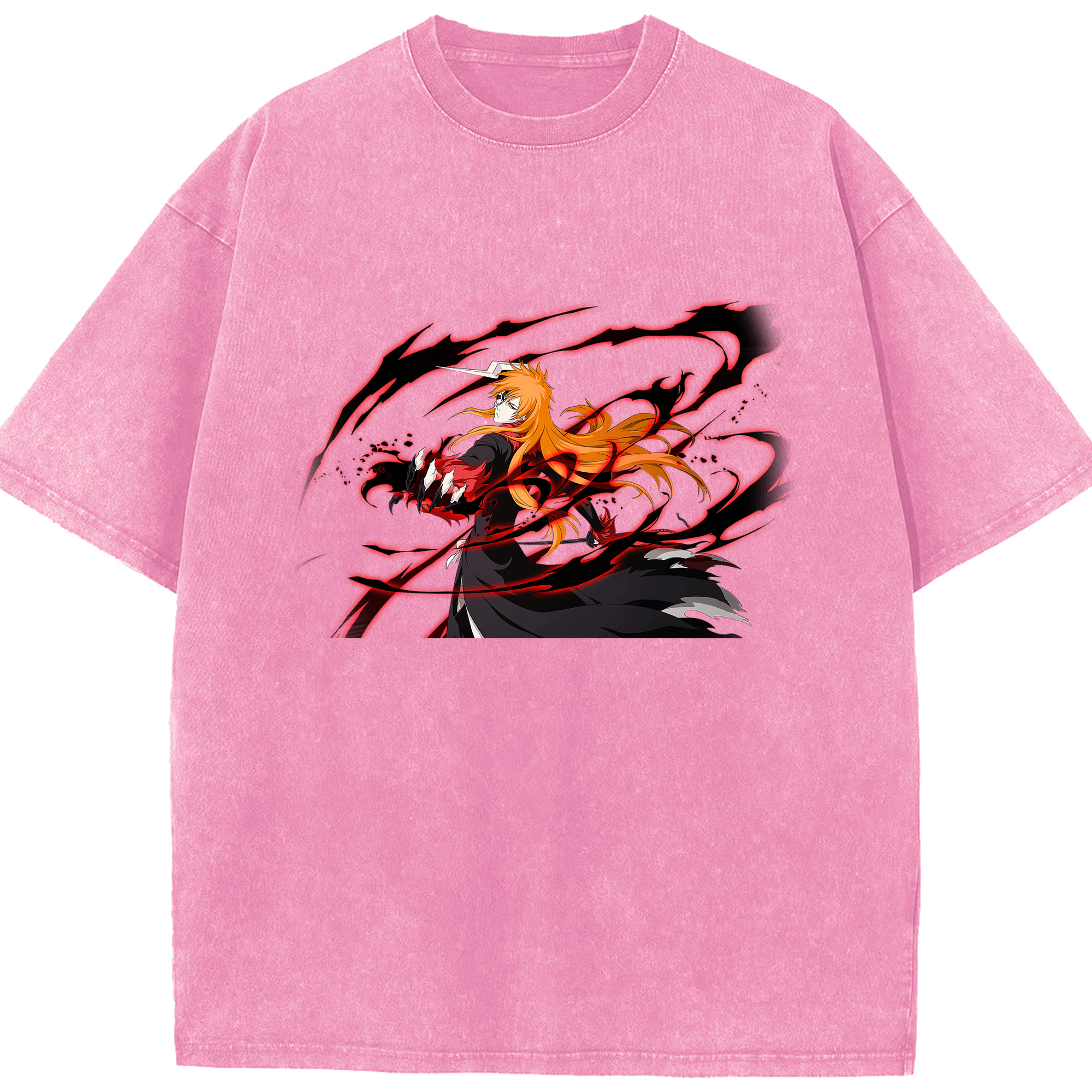 （画像用） ブリーチ 黒崎一護（くろさき いちご）BLEACH Kurosaki Ichigo 綿100% ヴィンテージ風 半袖Tシャツ（フロントプリント）